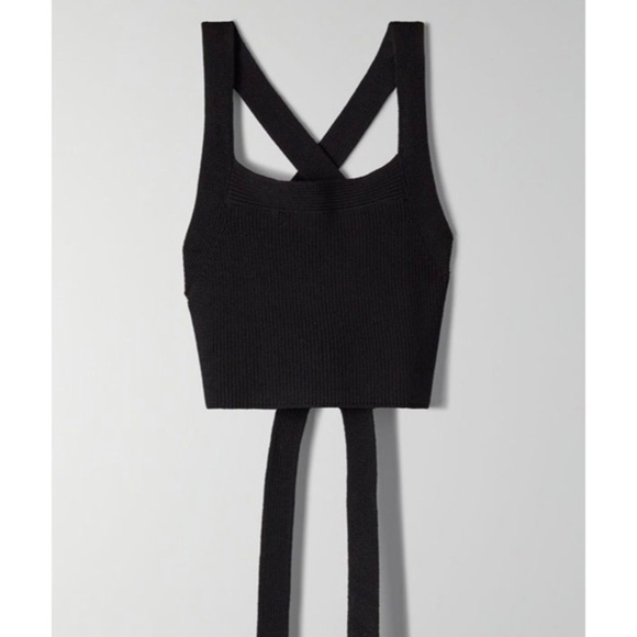 NWOT ARITZIA WILFRED Cayenne Tie-Back Tank in Black - Picture 3 of 3
